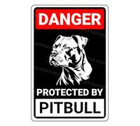 MUYIASER Danger Protected By Pitbull Beware Of Dog Sign Aluminum Metal Tin Signs Door Sign Warning Sign For Fence Gate Yard Home Wall Decor 8x12 Inch
