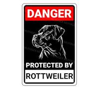 MUYIASER Danger Protected By Rottweiler Beware Of Dog Sign Aluminum Metal Tin Signs Door Sign Warning Sign For Fence Gate Yard Home Wall Decor 8x12 Inch