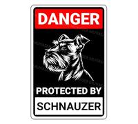 MUYIASER Danger Protected By Schnauzer Beware Of Dog Sign Aluminum Metal Tin Signs Door Sign Warning Sign For Fence Gate Yard Home Wall Decor 8x12 Inch
