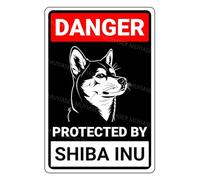 MUYIASER Danger Protected By Shiba Inu Beware Of Dog Sign Aluminum Metal Tin Signs Door Sign Warning Sign For Fence Gate Yard Home Wall Decor 8x12 Inch