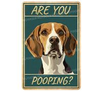 MUYIASER Metal Signs Beagle Are you Pooping Vintage Signs Retro Aluminum Tin Sign for Toilet Washroom Garden Home Bar Cafe Decor 8x12 Inch