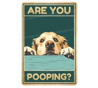 MUYIASER Metal Signs Labrador Dog Are You Pooping Vintage Signs Retro Aluminum Tin Sign for Toilet Washroom Garden Home Bar Cafe Decor 8x12 Inch