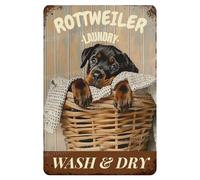 MUYIASER Metal Signs Rottweiler Laundry Vintage Signs Retro Aluminum Tin Sign for Toilet Washroom Garden Home Bar Cafe Decor 8x12 Inch