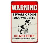 MUYIASER Warning Beware Of Dog Sign Dog Will Bite Jack Russell Aluminum Metal Tin Signs Outdoor Yard Sign Warning Sign For Fence Yard Home Kitchen Farm Garden Wall Decor 8x12 Inch