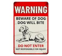 MUYIASER Warning Beware Of Dog Sign Dog Will Bite Labrador Aluminum Metal Tin Signs Outdoor Yard Sign Warning Sign For Fence Yard Home Kitchen Farm Garden Wall Decor 8x12 Inch