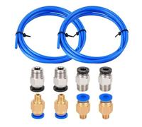 muyihui 2Pcs 1M PTFE Tubing with 4Pcs PC4-M6 and PC4-M10 Pneumatic Fittings Kit for 1.75mm Filament 3D Printer Parts Sets(Blue Kit)