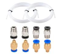 muyihui 2Pcs 1M PTFE Tubing with 4Pcs PC4-M6 and PC4-M10 Pneumatic Fittings Kit for 1.75mm Filament 3D Printer Parts Sets(White Kit)