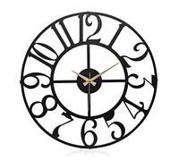 Muyika Metal Wall Clock 20 inch, Black Analog Oversized Silent Battery Operated Industrial Wall Clock, Wall Decorations, Kitchen Wall Clock