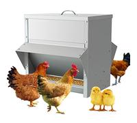 MUYIRTED 25kg Automatic Poultry Feeder - Large Capacity Weather Proof Feed Dispenser for Chickens, Ducks, Hens & Pigeons, Stainless Steel feeding station