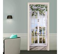 MUYIRTED 3D Door Mural Sticker for Interior Doors, Waterproof Self-Adhesive PVC Door Stickers Wall Decoration - Garden Scenery Door Poster Stickers for Bedrooms Living Room, 30.3"x78.7" (A-01)