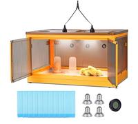 MUYIRTED Chick Brooder Box, Plastics Heating Box with 4 Heat Lamps, Chicken Automatic Feeder and Drinker, Small Animal Brooding Incubator for Poultry, Hamsters, Rabbits, 72x48x40cm