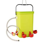 MUYIRTED Chicken Drinker Water Feeder, Automatic Chick Water Dispenser 12L, Hanging Poultry Waterer, 6 Water Bowl, For Hens, Quail, Duck, Bird, Plastics Chicken Coop Accessories