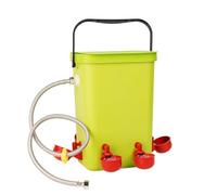 MUYIRTED Chicken Drinker Water Feeder, Automatic Chick Water Dispenser 12L, Hanging Poultry Waterer, 6 Water Bowl,1/2'' Float Valve, For Hens, Quail, Duck, Bird, Plastics Chicken Coop Accessories