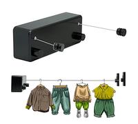 MUYIRTED Retractable Washing Line 2x4.2m Steel Core Clothes Lines For Outside, Laundry Clothesline Wall Mounted Heavy Duty, Pull Out Reel Washing Line, Outdoor And Indoor, Black