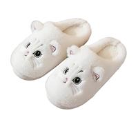 MUYOGRT Cat Slippers for Women, Fluffy Cartoon Animals Slippers Sliders, Winter Warm Memory Foam Slippers, Non Slip Cute Cozy Slides, Retro Soft Plush Lightweight House Home Shoes for Girls Boys