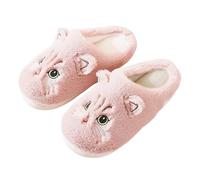 MUYOGRT Cat Slippers for Women, Fluffy Cartoon Animals Slippers Sliders, Winter Warm Memory Foam Slippers, Non Slip Cute Cozy Slides, Retro Soft Plush Lightweight House Home Shoes for Girls Boys