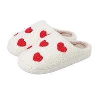 MUYOGRT Fluffy Slippers Women, Memory Foam Soft Plush Ladies Sliders, Warm Cozy House Home Shoes, Slip-on Indoor Slippers for Women Men Girls Boys(Heart A,4/5 UK)