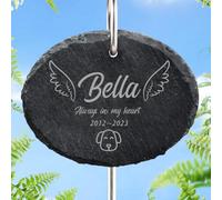 MUYOGRT Personalised Pet Memorial Plaques with Hook, Personalised Dog Memorial Gifts, Custom Engraved Plaques Stand Grave Stones with Photo & Name & Message Keepsakes, Oval | Personalized memorial plaque, the perfect choice to honor your beloved pet