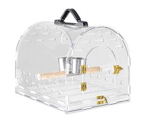 MUYRJLZX Bird Cage Acrylic Bird Aviary Small Parrot Cage Flight Birdcag Bird Carrier w/Feeders and Perch Pet Bird Cage Clear Bird Travel Cage