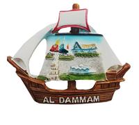 MUYU Craft Sailboat Shape Dammam Saudi Arabia Fridge Magnet Travel Souvenir Refrigerator Decoration Resin Hand Painted Craft