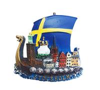 MUYU Magnet 3D Pirate Ship Stockholm Sweden Fridge Magnet Souvenir Gift Refrigerator Magnetic Sticker Collection, 7X6.8 CM