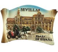 MUYU Magnet 3D Spain Fridge Magnet, Square, Green and Orange, Vinyl, 1 count, Seville Spain Refrigerator Magnet Collection