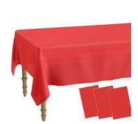 muyurra 3 Pcs 137 X 274 Cm Red,Plastic Tablecloth,Disposable Tablecloths For Parties,Party Table Cloth Disposable,Birthday Plastic Table Cover