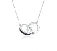 MUYUU Double Ring Necklace, Silver Plated Red White Blue Bling Crystal Necklace for Women, Patriotic Jewelry, Chain Length:18", Pendant size:1.44"x0.82"x0.16", Silver, Crystal