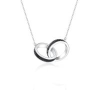 MUYUU Double Ring Necklace, Silver Plated Red White Blue Bling Crystal Necklace for Women, Patriotic Jewelry, Chain Length:18", Pendant size:1.44"x0.82"x0.16", Silver, Crystal