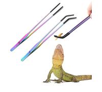 MUYYIKA Axolotl Stainless Steel Feeding Forceps for Reptiles, with Rubber Tip, 26.7 cm, Straight and Curved Pincet for Aquarium, Ideal for Chameleons, Snake Tanks, Aquarium Accessories, 2 Pieces
