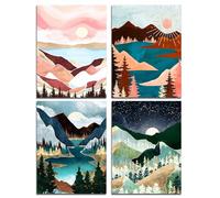 Muzagroo Art Adult Diamond Painting Set, DIY 5D Diamond Art Kits for Beginners, Abstract Landscape Art and Craft for the Living Room, 4 Wall Art Pieces for