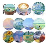 Muzagroo Art Diamond Painting Coaster Kits with Holder - Monet Diamond Art for Beginners - Stress-reducing Handicrafts - 8 PCS Coaster Art