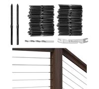 Muzata 100 Pack 1/8" Black Cable Railing Hardware Kit Swage Lag Screws Left and Right Handed Thread for Wood Post T316 Stainless Steel Deck Cable Railing System 50 Pairs CK17