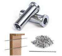 Muzata 100Pack Stainless Steel Protective Sleeves Cable Railing Kit Hardware for 1/8" Wire Rope Cable Wood Posts T316 Marine Grade Deck Stair Railing CR13,CP1