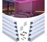 Muzata 10Pack 3.3FT/1M Excellent Spotless LED Aluminium Profile with Thicker Milky White Cover No Hot Spots Sliver Deeper LED Strip Diffuser Channel Strip Light Diffuser U108 WW 1M