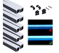 Muzata 10Pack 3.3FT/1M Excellent Spotless LED Aluminium Profile with Thicker Milky White Cover No Hot Spots Black Deeper LED Strip Light Diffuser Channel U108 BW 1M