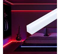 Muzata 10Pack 3.3FT/1M Plus-Size Spotless V Shape LED Profile with Milky White Cover 30x30MM Silver Aluminum Diffuser Channel LED Strip Light Diffuser V101 WW 1M