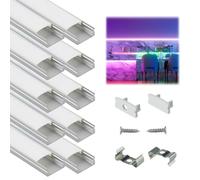 Muzata 10Pack 3.3FT Silver LED Strip Profile with Milky Diffuser U1SW WW