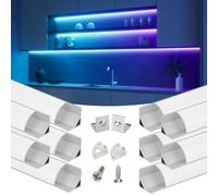 Muzata 10Pack 3.3FT Silver V-shape Corner LED Profile Milky Cover V1SW WW
