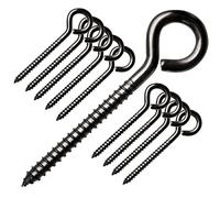 Muzata 10Pack 3.3Inch M6 Black Screw Eye Hooks Stainless Steel Heavy Duty Screw for Wood Securing Cables Wire Terminal Ring Eyelet Stand Self Tapping Eye Bolt Indoor Outdoor CR18