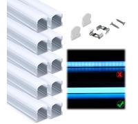 Muzata 10Pack 6.6FT/1M Silver Spotless LED Profile with Milky Diffuser U108
