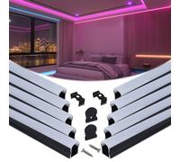 Muzata 10Pack 6.6FT/2M Excellent Spotless LED Aluminium Profile with Thicker Milky White Cover No Hot Spots Black Deeper LED Strip Diffuser Channel Strip Light Diffuser U108 BW 2M