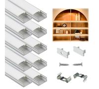 Muzata 10Pack 6.6FT Silver LED Strip Profile with Milky Diffuser U1SW WW