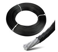 Muzata 165Feet Wire Rope Black Vinyl Coated Stainless Steel 3/32inch Thru 1/8inch Cable for 1/8 Railing System Decking Stair Balustrade Outdoors DIY,7x7 Strand WR11, WP1 WC1