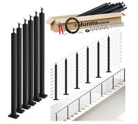 Muzata 20-24FT Modular Black Cable Railing Kit 36 Inch 6 Stair Post Kit Complete Set Cable Railing System for Stairs Length Adjustable Easy DIY with Paper User Guide (No Handrail) RW25