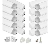 Muzata 20Pack 3.3FT/1M V Shape LED Channel Silver Aluminum LED Strip Diffuser Channel with Milky White Cover Frosted Corner Lighting Easy Installation V1SW WW 1M
