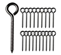 Muzata 20Pack 3.3Inch M6 Black Screw Eye Hooks Stainless Steel Heavy Duty Screw for Wood Securing Cables Wire Terminal Ring Eyelet Stand Self Tapping Eye Bolt Indoor Outdoor CR18