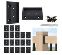 Muzata 20Pcs Deck Railing Brackets Connectors Rail Support Kit for 2x4 (1.5"×3.5") Wood Post Deck Rail Bracket with 124pcs Screws for Wooden Stair Fence Cable Railings Handrail WT11