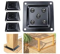 Muzata 4Pack Deck Railing Connector Deck Post Connector Brackets Wood Composite Railing Post Foot Base Support Kit 3.5”x3.5” to 4"×4" Black Powder-Coated 1045 Steel WT08