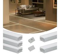 Muzata 5 Pack 3.3FT Floor Silver Recessed LED Channel Milky Diffuser U125